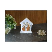 Oratório estilizado Sagrada Familia e estrela (madeira) - Arte Relicario