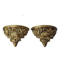 Oratório / Par de peanha dourada suporte para imagem oratório suporte para santo ou vaso - vintage ( artesanal )