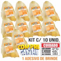 Orelha Bovina Natural Petisco para Cachorro Dip Dog Kit 10 unid