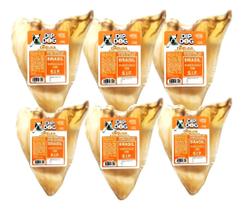 Orelha Bovina Petisco Natural Desidratada Cães Kit 6 Cor Bege