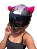 Orelha de Gatinho rosa para Capacete de Moto Feminino