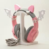 Orelha de Gato para Fone de Ouvido + Asinhas Kit Gamer Rosa Acessório para headset Neko cosplay