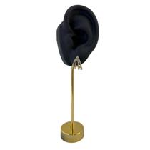 Orelha Preta com Suporte de Metal Banhado Dourado Orelha Preta com Suporte de Metal Banhado Dourado