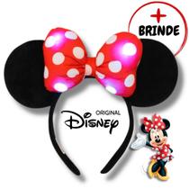 Orelhinha Minnie LED Laço Brilho Arquinho Tiara Fantasia Disney Original Pisca Diadema