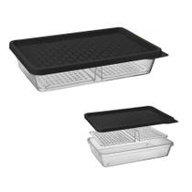 Org. de frios transparente translucido com tampa preto solido de plastico