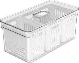 Organizador 03 Cestos E Tampa 05 L Clear Fresh Natural OU-Un Organizador 03 Cestos E Tampa 05 L Clear Fresh Natural OU-Un