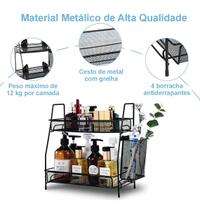 Organizador 2 Andares Aramado Preto Multiuso Prático