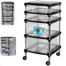 Organizador 4 Gavetas(2g E 2p) E Rodízios N620 Transparente Organizador 4 Gavetas(2g E 2p) E Rodízios N620 Transparente