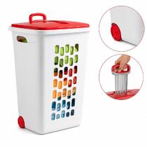Organizador 70l com rodízios gigante cesto roupa suja carrinho puxador multiuso brinquedos lavanderia quarto banheiro