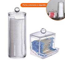 Organizador Algodão E Cotonetes Acrílico Kit Transparente Modelo:Kit Porta algodão e cotonete Organizador Algodão E Cotonetes Acrílico Kit Transparente Modelo:Kit Porta algodão e cotonete
