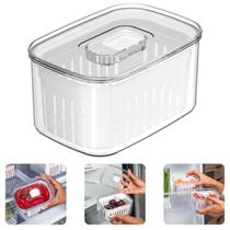Organizador Alimentos 650ml Pote Cesto C/ Ventilação Frutas Legumes Geladeira Compacto Empilhável Transparente Armário