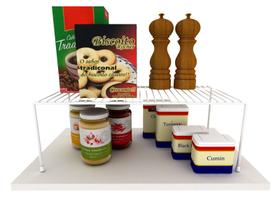 Organizador Aramado Armário Cozinha Prateleira 44cm Branco Organizador Aramado Armário Cozinha Prateleira 44cm Branco