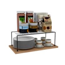 Organizador Aramado Armário Cozinha Prateleira 44cm Preto