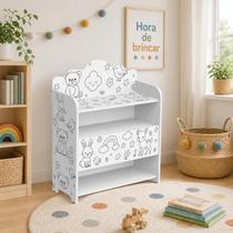 Organizador Armário com 3 Prateleiras Estante Infantil Lúdico Multiuso Brink Para Livros Brinquedos para quarto brinquedoteca em MDF porta basculante