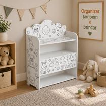 Organizador Armário com 3 Prateleiras Estante Infantil Lúdico Multiuso Brink Para Livros Brinquedos para quarto brinquedoteca em MDF porta basculante Organizador Armário com 3 Prateleiras Estante Infantil Lúdico Multiuso Brink Para Livros Brinquedos para quarto brinquedoteca em MDF porta basculante