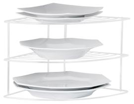 Organizador Armário de Cozinha Prateleira Organizadora Porta Pratos de Canto Suporte Branco Organizador Armário de Cozinha Prateleira Organizadora Porta Pratos de Canto Suporte Branco