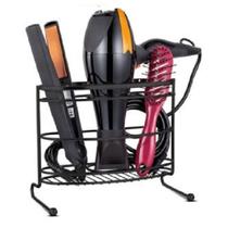 Organizador Banheiro Porta Secador de Cabelo Suporte Preto Chapinha e Escova