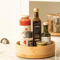 Organizador Base Giratório Redondo Alto De Bambu 25cm Keep