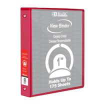 Organizador Binder BAZIC de 3 anéis, 1 polegada, Economy View, vermelho, 175 folhas