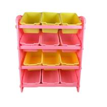 Organizador brinquedo formato baú estante colorida 12 gavetas armário para quarto infantil rosa