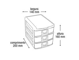 Organizador C/ 3 Gavetas 25479 Multiuso Preto 7080 Arqplast