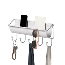 Organizador Cabideiro Porta Chaves Hammock Cinza Claro/Cromado Umbra Organizador Cabideiro Porta Chaves Hammock Cinza Claro/Cromado Umbra