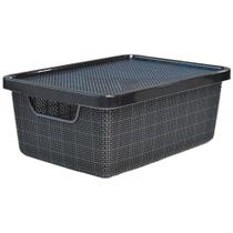 Organizador Caixa Com Tampa Pequena 6 Litros Jutta Preta - Arqplast Organizador Caixa Com Tampa Pequena 6 Litros Jutta Preta - Arqplast