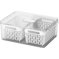 Organizador Caixa de Geladeira 6,7L 2 Cestos Escorredores Coza Dry Vegetais Frutas Organizador Caixa de Geladeira 6,7L 2 Cestos Escorredores Coza Dry Vegetais Frutas