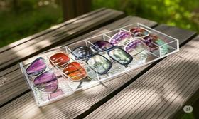 Organizador caixa flocada óculos com divisórias bandeja acrilico transparente Organizador caixa flocada óculos com divisórias bandeja acrilico transparente