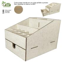 Organizador Caixa Porta Maquiagem Make Batom com Divisórias e Gaveta Em MDF 3mm Cru - Decori Br