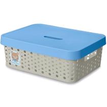 Organizador Cesto Com Tampa Quarto Do Bebê Azul 11 L - Usual
