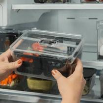 Organizador clear fresh 2,2l com 2 cestos preto fechado blk