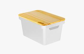 Organizador Collection Branco Com Tampa de Madeira 10 Litros Organizador Collection Branco Com Tampa de Madeira 10 Litros