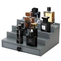 Organizador Cologne Fengligoo de 4 camadas de madeira cinza com gaveta Organizador Cologne Fengligoo de 4 camadas de madeira cinza com gaveta