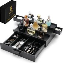 Organizador Colônia BLISSORE de madeira de 3 camadas com gaveta de veludo Organizador Colônia BLISSORE de madeira de 3 camadas com gaveta de veludo