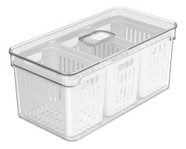 Organizador Com 3 Cestos 5l Clear Fresh - Cozinha Geladeira
