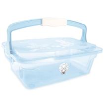 Organizador com alca 10 litros fofura azul translucido cajovil Organizador com alca 10 litros fofura azul translucido cajovil