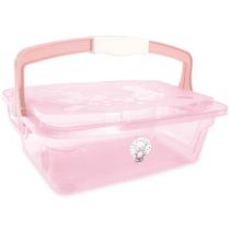 Organizador com alca 5.6 litros fofura rosa translucido cajovil