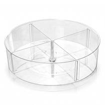 Organizador Com Divisórias Giratório 30 Cm Transparente Organização De Geladeira