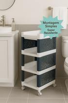 Organizador Compacto com 4 Prateleiras e Rodízios Ideal para Banheiro, Cozinha, Lavanderia, Salão e Etc