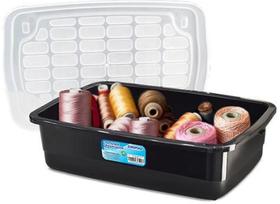 Organizador Container Preto 10 Litros Com Tampa 42X28X12Cm