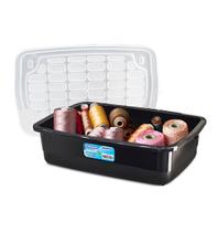 Organizador Container Preto 10 Litros Com Tampa 42x28x12Cm Organizador Container Preto 10 Litros Com Tampa 42x28x12Cm