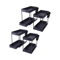 Organizador De 2 Níveis Para Debaixo Da Pia Com Ganchos E Suporte Para Copos, Prateleira De