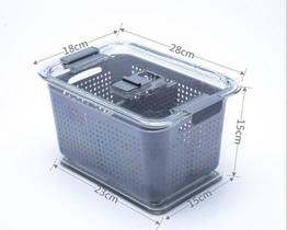 Organizador de alimentos para geladeira grande cinza