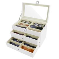 Organizador de Anteojos de Sol GRTCZYSL con 18 Compartimientos de Cuero