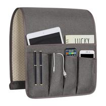 Organizador de apoio de braço para sofá NB com 5 bolsos cinza escuro 35x12,4 cm