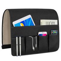 Organizador de apoio de braço para sofá NB com 5 bolsos em preto 35x18cm