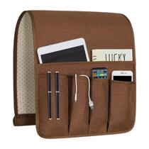 Organizador de apoio de braço para sofá NB com 5 bolsos marrom 35x12,4cm Organizador de apoio de braço para sofá NB com 5 bolsos marrom 35x12,4cm