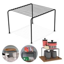 Organizador de Armário 22cm Aramado Cor Preto ou Branco Prateleira Suporte Aço Pratos Gaveta Organizador de Armário 22cm Aramado Cor Preto ou Branco Prateleira Suporte Aço Pratos Gaveta