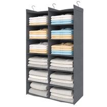 Organizador de armário ALLTIDYUP de duas filas de 6 camadas com 12 bolsos, cinza